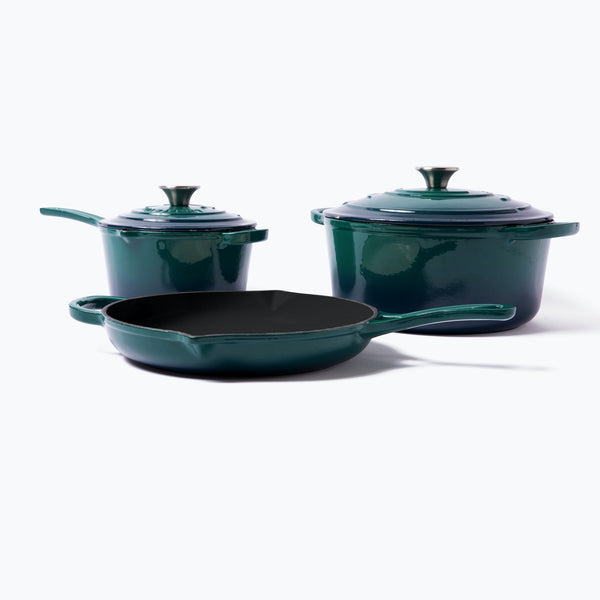 8 PC Enameled Cast Iron Cookware Set - Agave