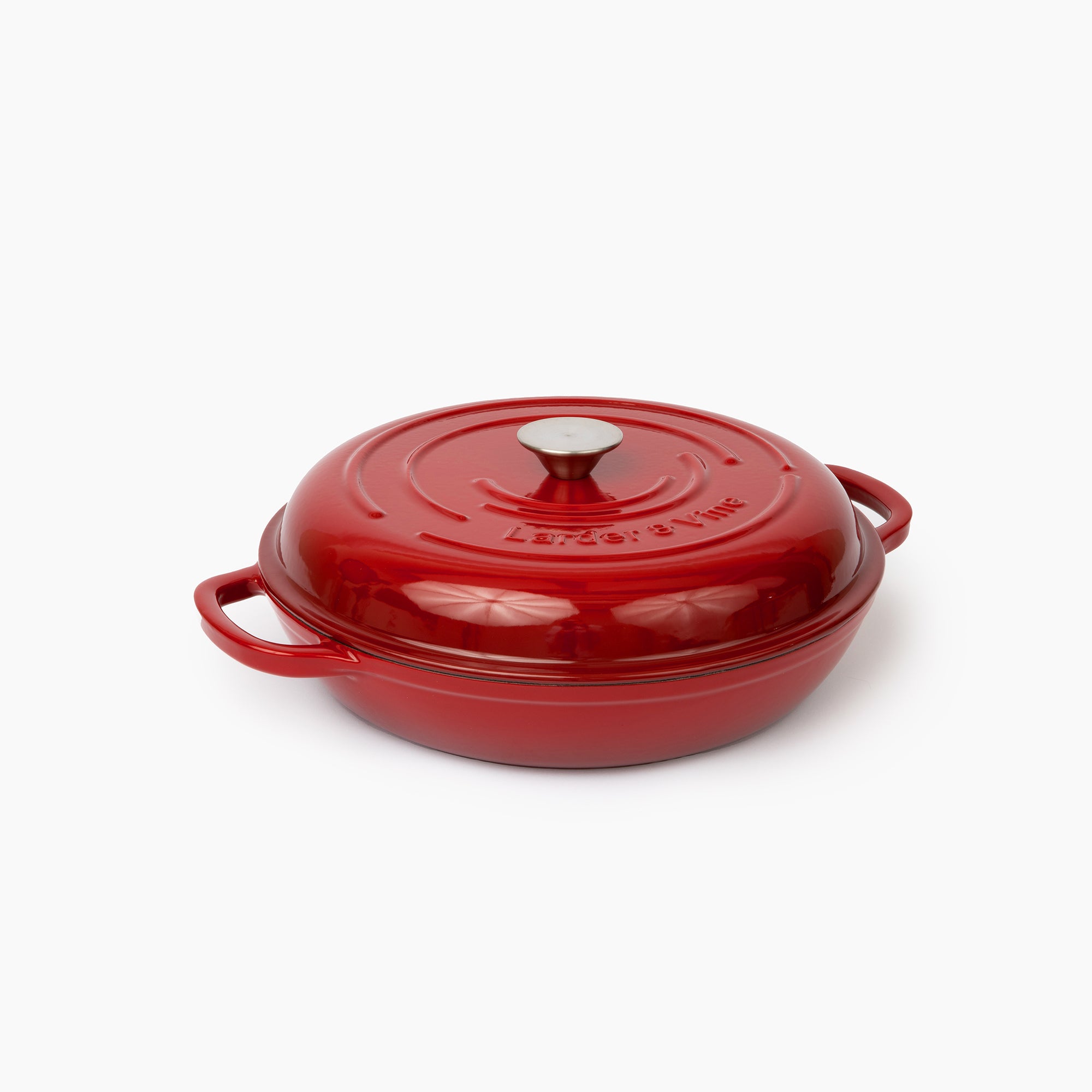 LAVA 6 Quart Enameled Cast Iron Braiser: Multipurpose Stylish Round Dutch  Oven Pot with Enameled White Interior and Trendy Lid (Red) 